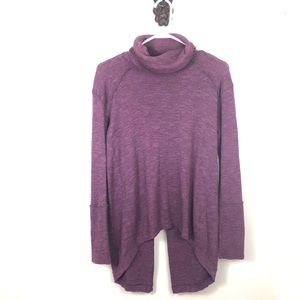 We the Free x Free People Split Back Asymmetrical Turtleneck Purple Size Small